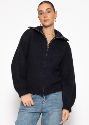 Cardigan mit Reißverschluss - schwarz