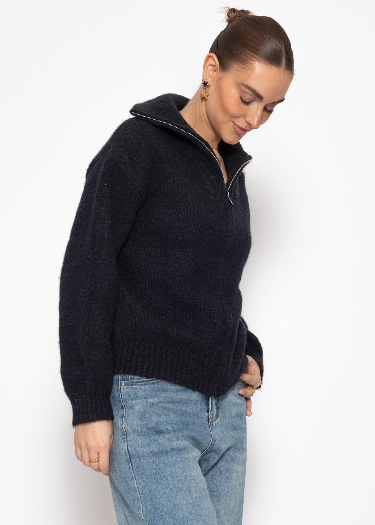 Cardigan mit Reißverschluss - schwarz