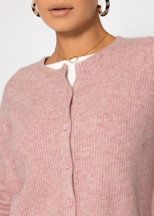 Ribbed cardigan - dusty rose
