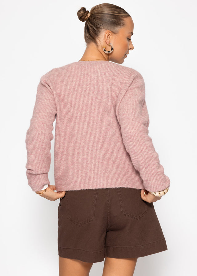 Ribbed cardigan - dusty rose