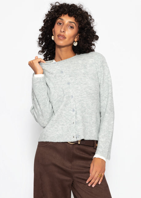 Cardigan mit Rippstruktur - hellgrau