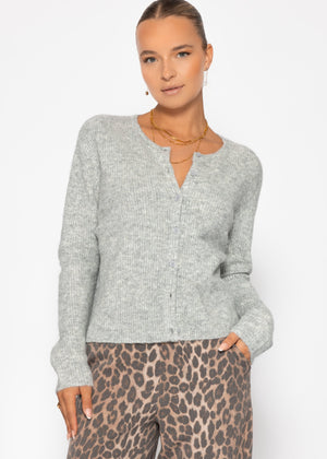 Cardigan with rib structure - light gray