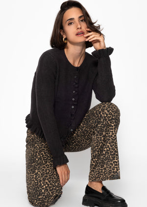 Cardigan with ruffles - black