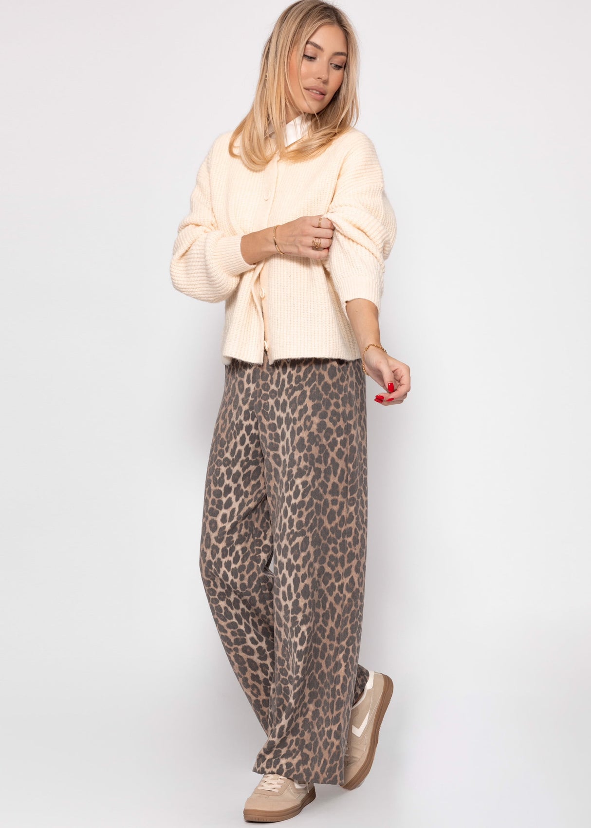 Cardigan with round neckline - Off-white