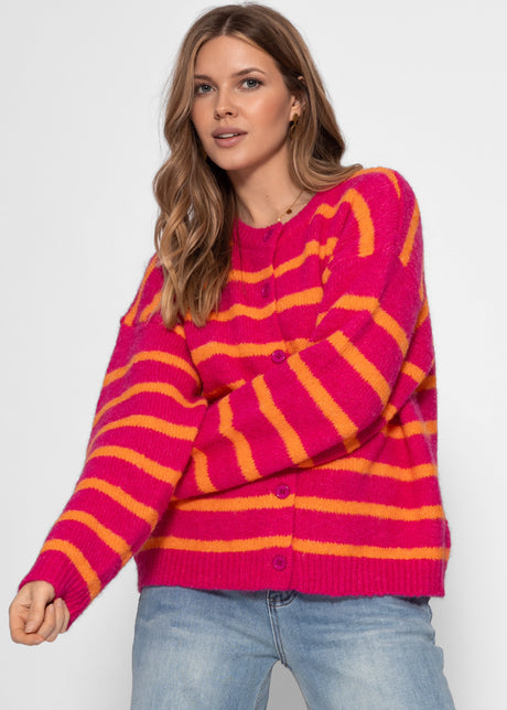 Cardigan mit Streifen - orange-pink von SASSYCLASSY