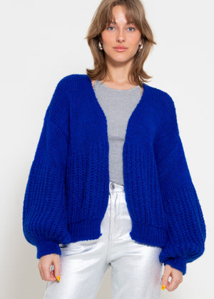 Cardigan mit Struktur - royalblau