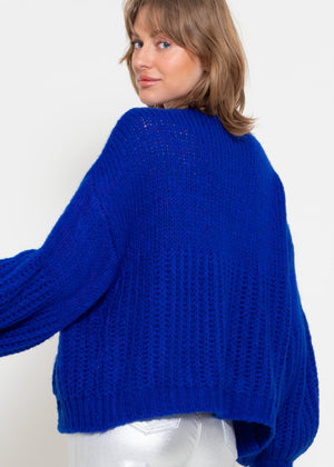 Cardigan mit Struktur - royalblau