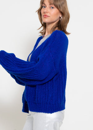 Cardigan mit Struktur - royalblau