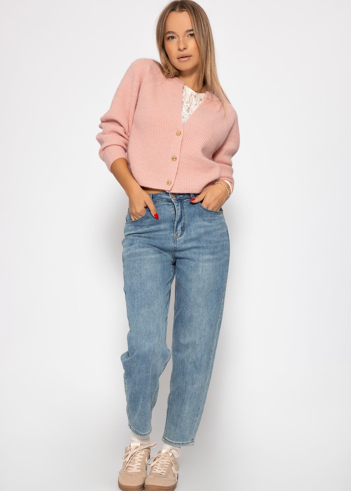 Cardigan with V -neck - Altrosa