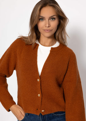 Cardigan with V -neck - brown