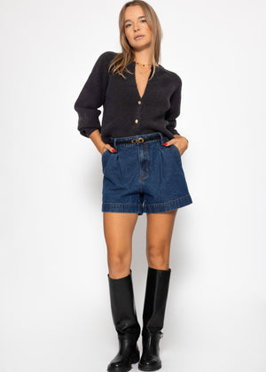 Cardigan with V -neck - black
