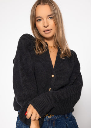 Cardigan with V -neck - black