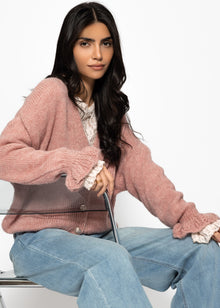 Cardigan mit Volants - altrosa