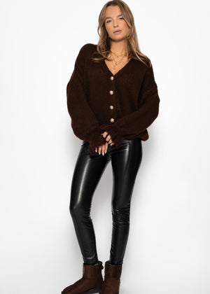 Cardigan with flounces - brown