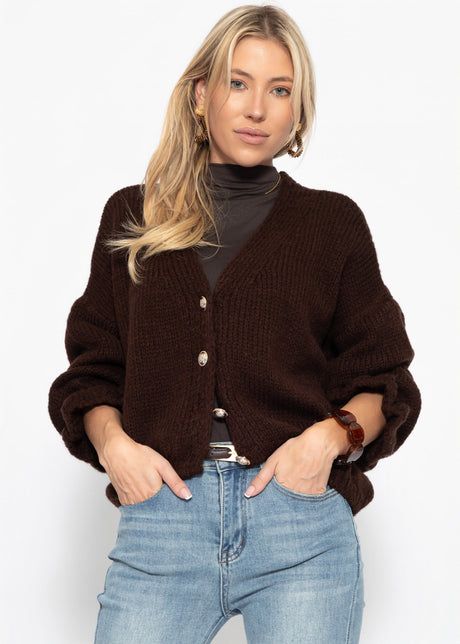 Cardigan mit Volants - braun von SASSYCLASSY