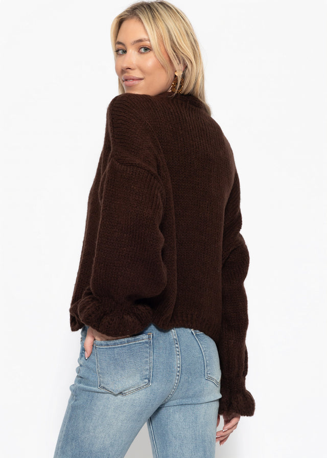 Cardigan with flounces - brown