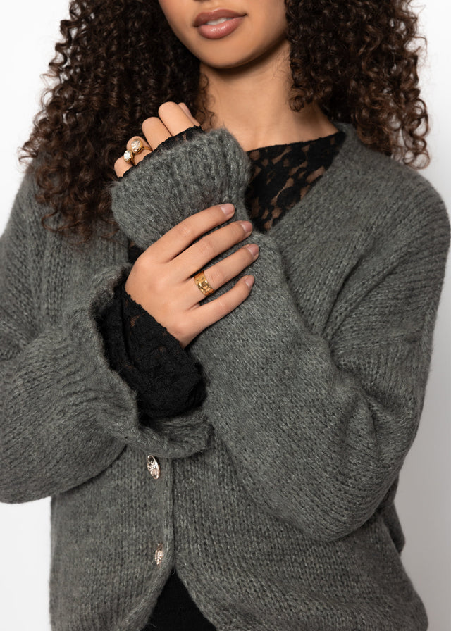 Cardigan with flounces - dark grey