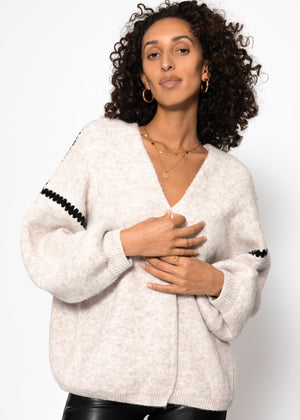 Cardigan mit Ziernähten - offwhite