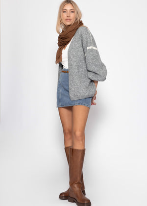 Cardigan mit Ziernähten - grau