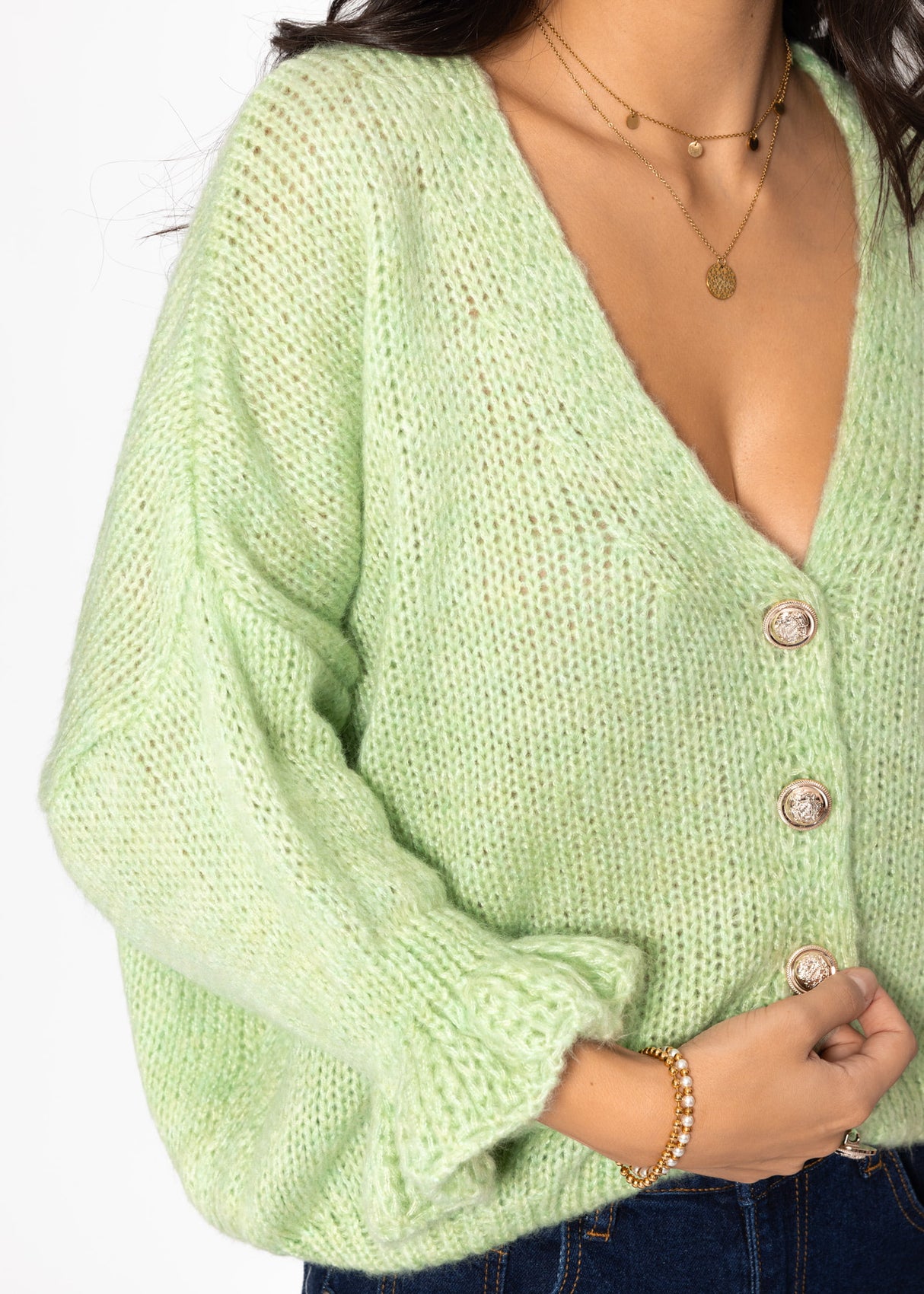 3/4-sleeve cardigan - green