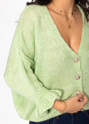 3/4-sleeve cardigan - green