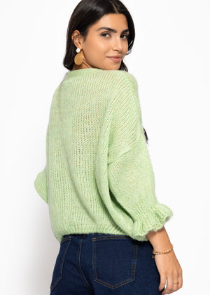 3/4-sleeve cardigan - green