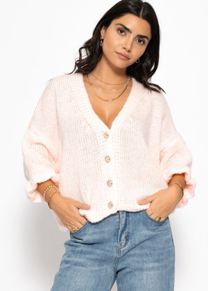 3/4-sleeve cardigan - pink