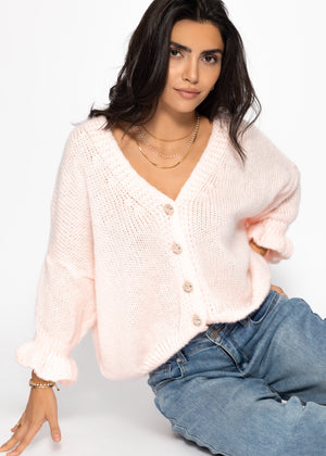 3/4-sleeve cardigan - pink