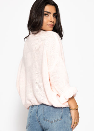 3/4-sleeve cardigan - pink