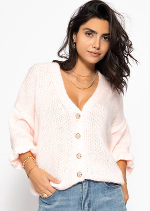 3/4-sleeve cardigan - pink