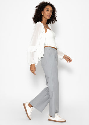 Chiffon Bluse mit Volants - offwhite