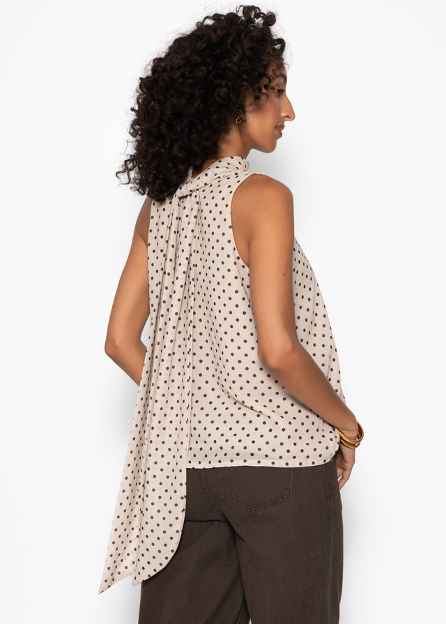 Chiffon top with polka dots - beige