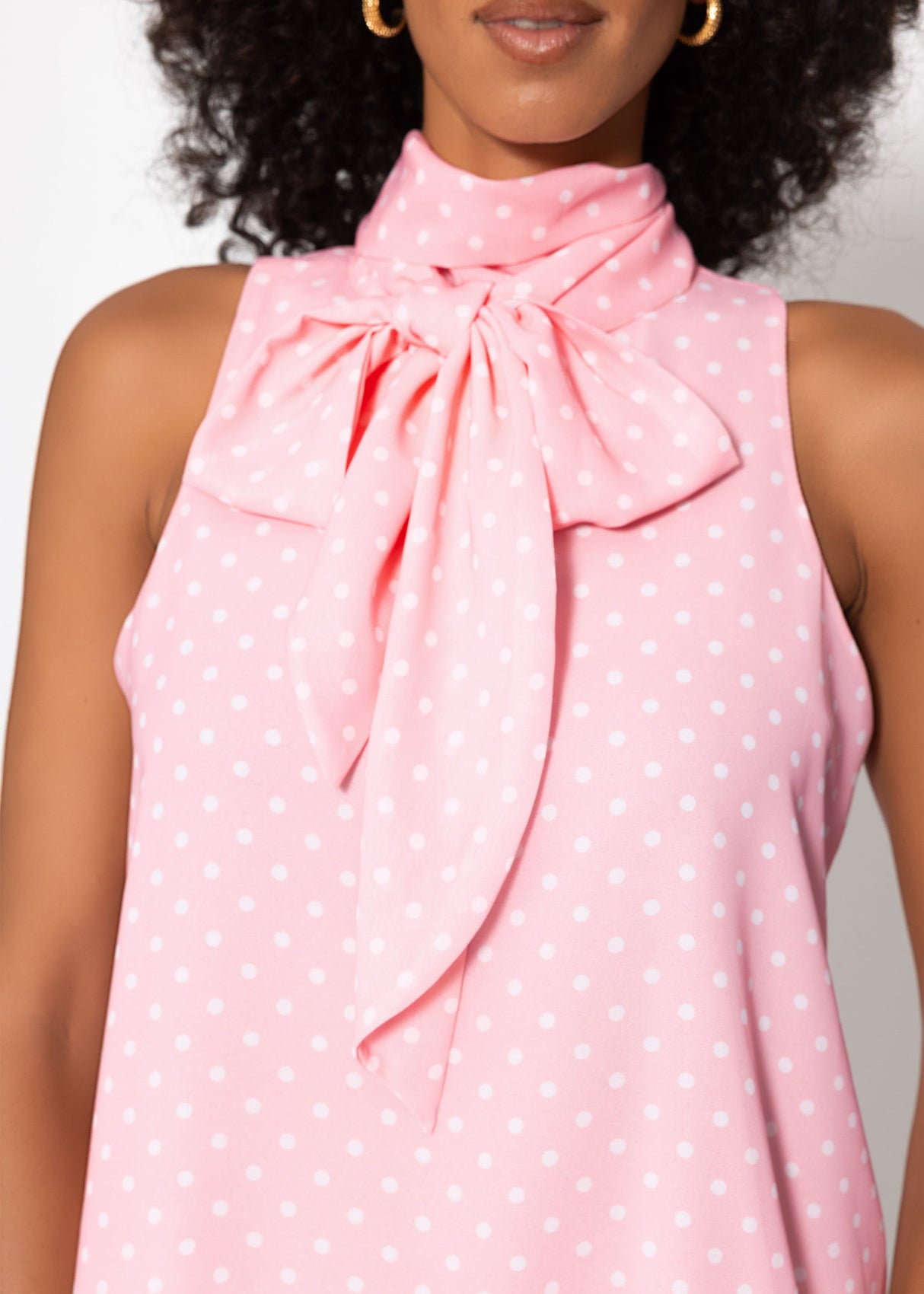 Chiffon Top mit Punkten - rosa