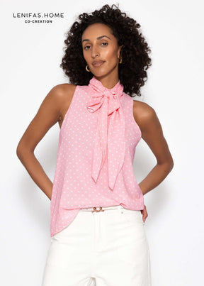 Chiffon Top mit Punkten - rosa