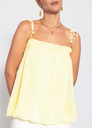 Chiffon Top mit Spaghettiträgern - buttergelb