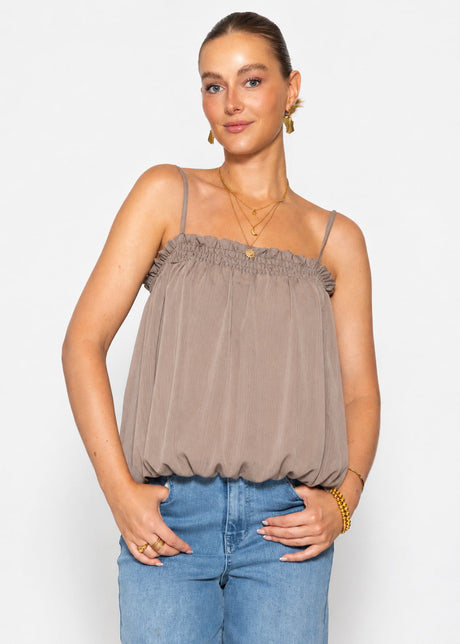 Chiffon Top mit Spaghettiträgern - taupe by SASSYCLASSY
