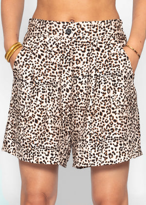 City Bermudashorts mit Leo-Print - beige