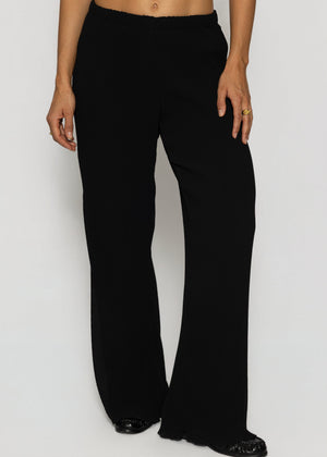 Plissee Hose mit weitem Bein - schwarz