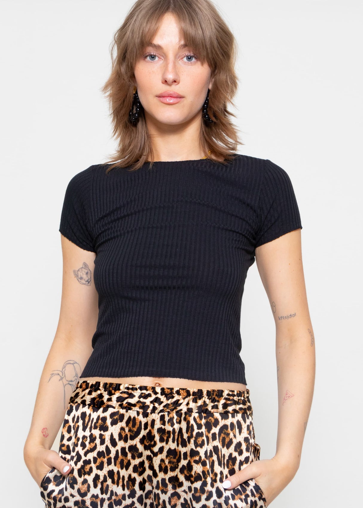 Crop shirt, black