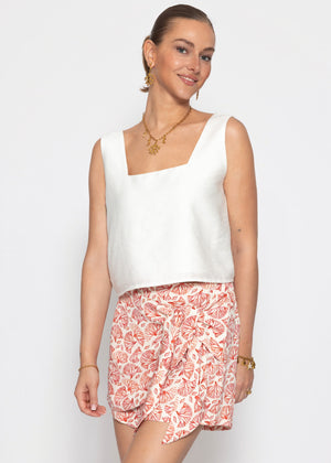 Cropped Top mit breiten Trägern - offwhite
