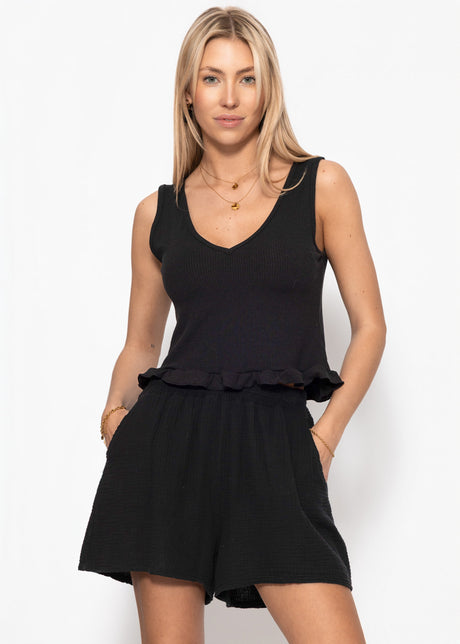 Top with ruffles - black by SASSYCLASSY