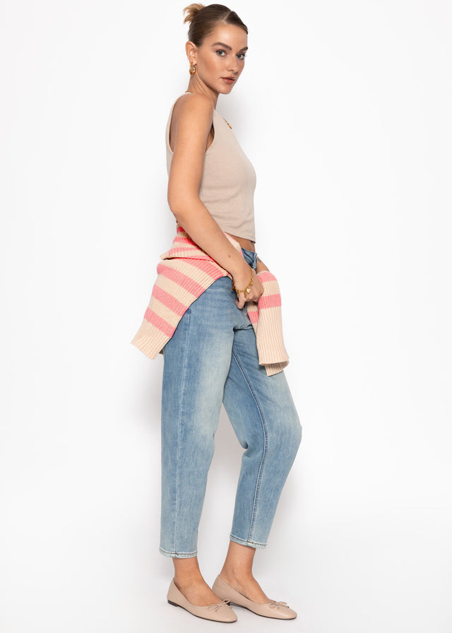 Double-layered ribbed tank top - beige