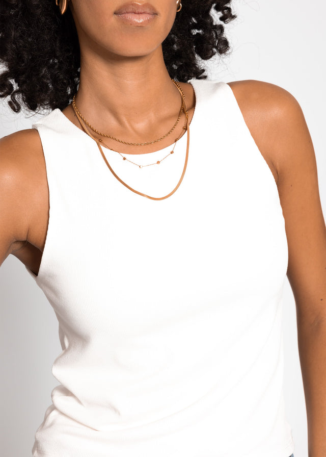 Double-layered ribbed tank top - off-white