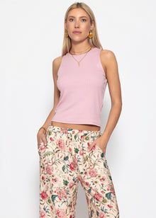 Doppellagiges, geripptes Tank Top - rosa