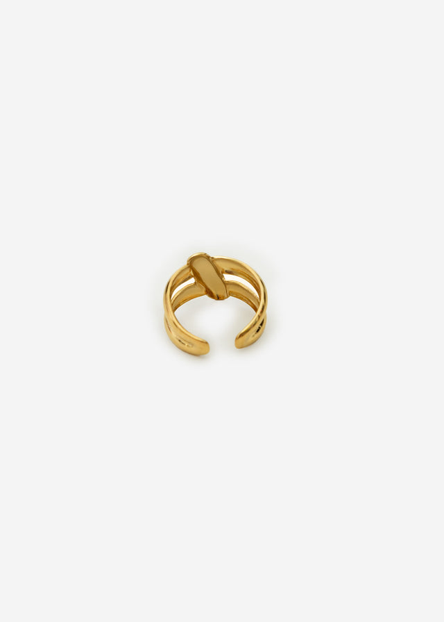 Double ring with detail - gold