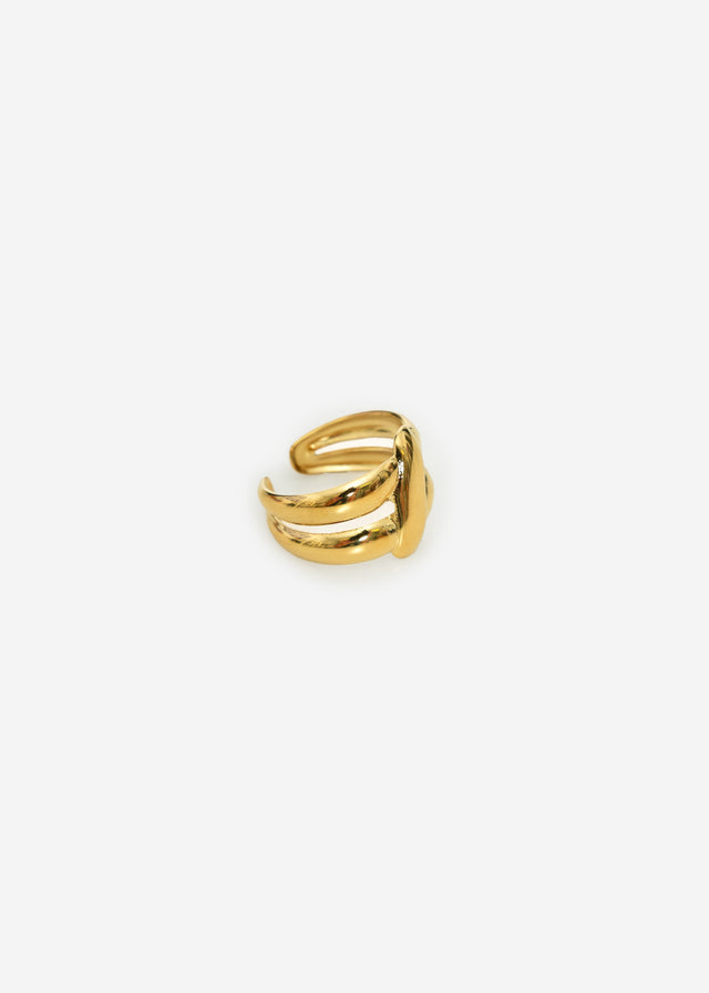 Double ring with detail - gold