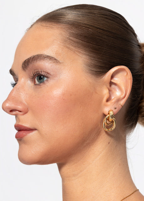 Double ring earrings - gold