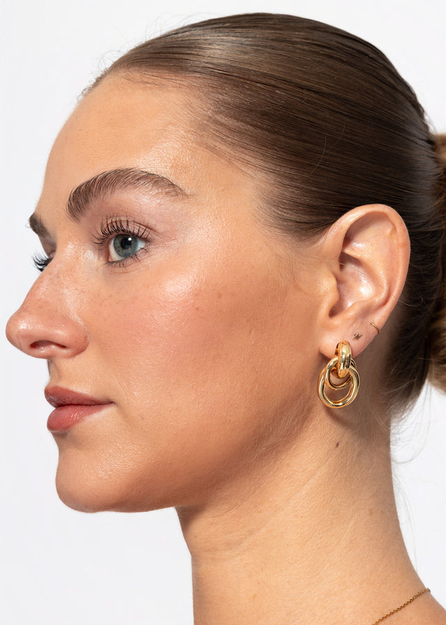 Doppelring Ohrring - gold