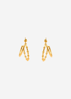 Double hoop earrings with pearls - gold