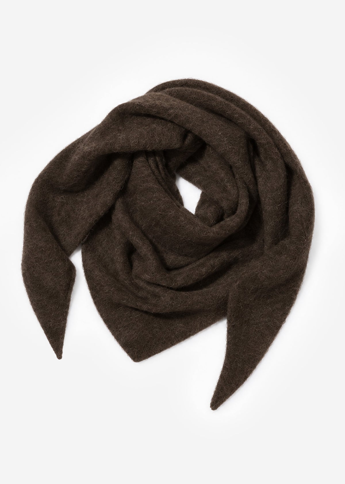 Dreieckiger Strickschal - dunkelbraun